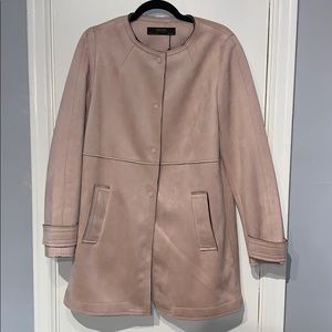 Zara Basics Pink Faux Suede Coat Size Large